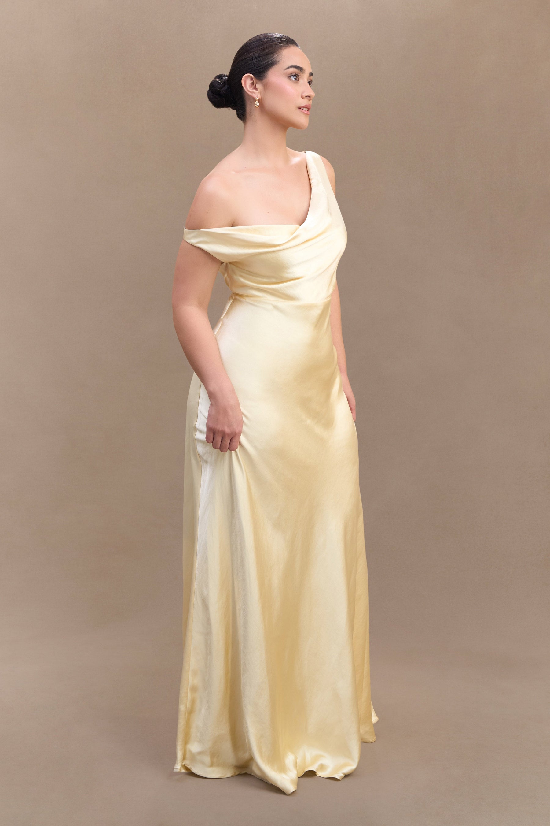 Jacinta One Shoulder Maxi Dress - Pastel Lemon