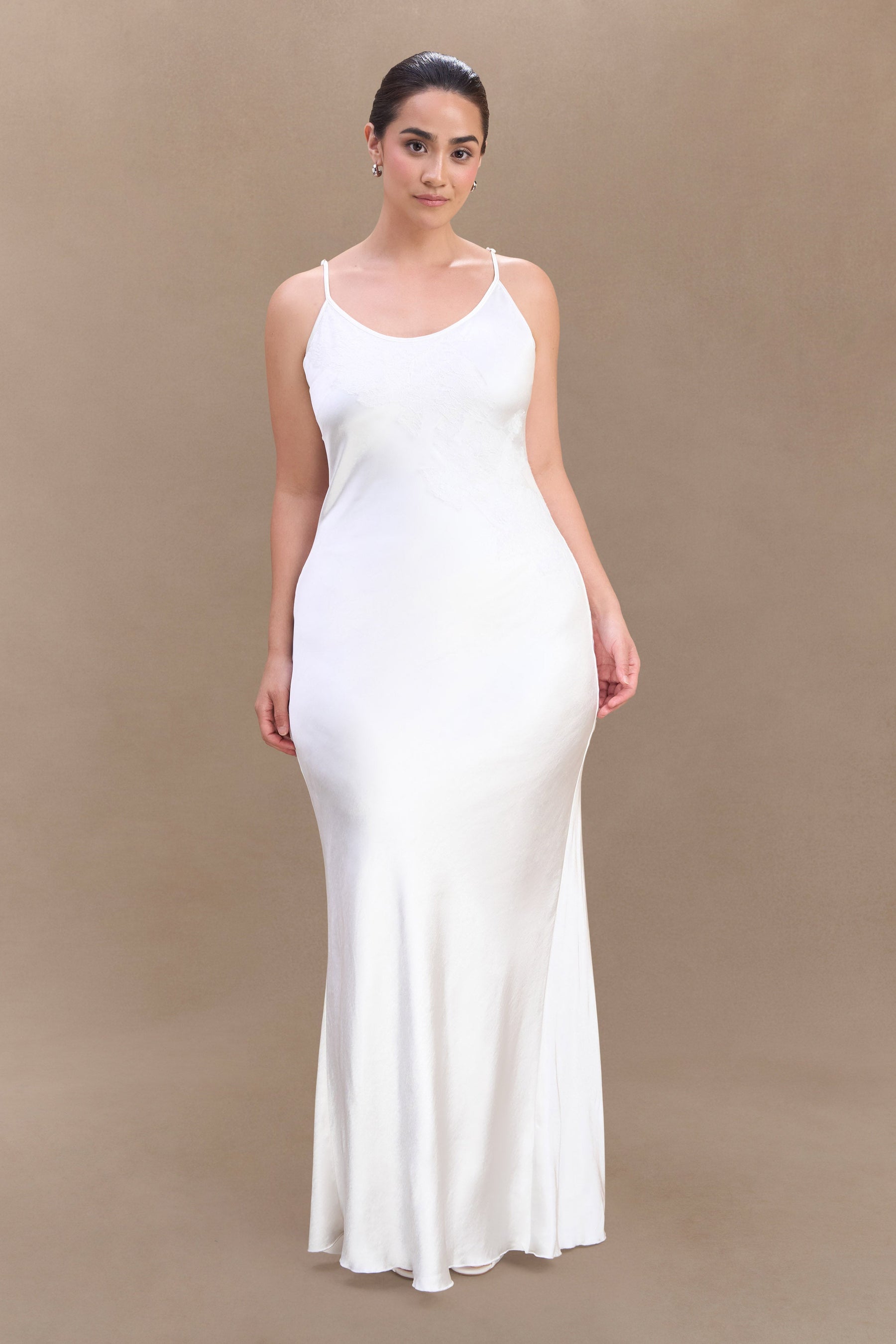 Saylor Satin Slip Maxi Dress - Ivory