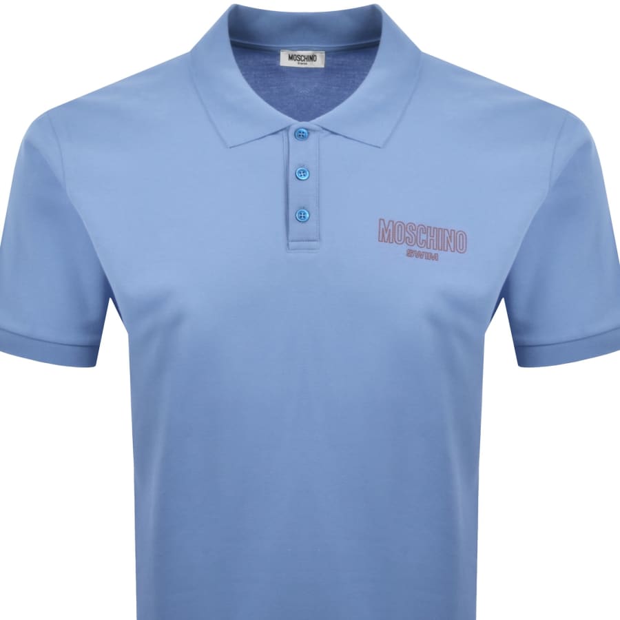 Moschino Swim Short Sleeved Polo T Shirt Blue