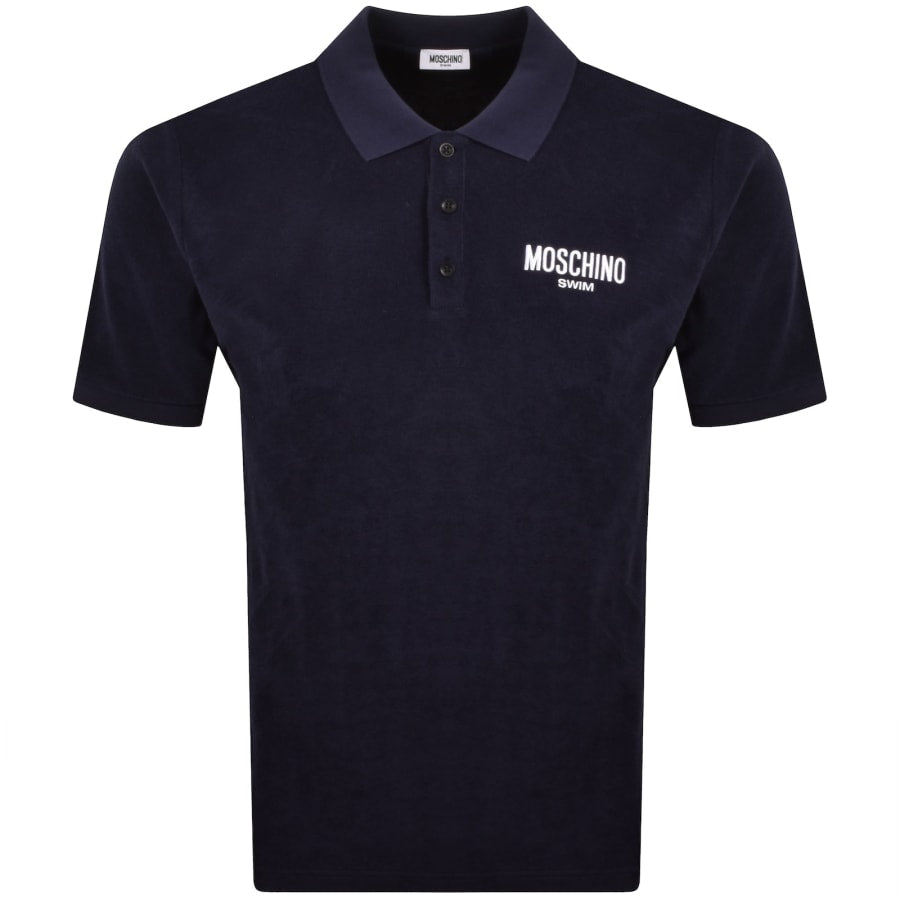 Moschino Swim Short Sleeved Polo T Shirt Navy