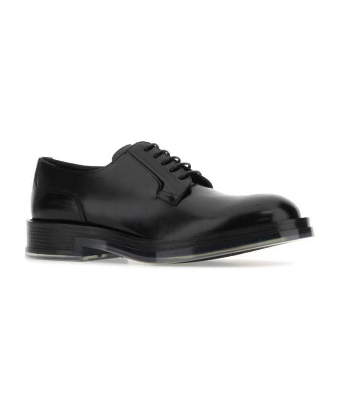 Black Leather Lace-Up Shoes