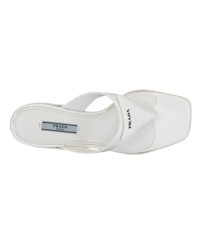 Prada Slip-on Leather Sandals with Logo Hardware