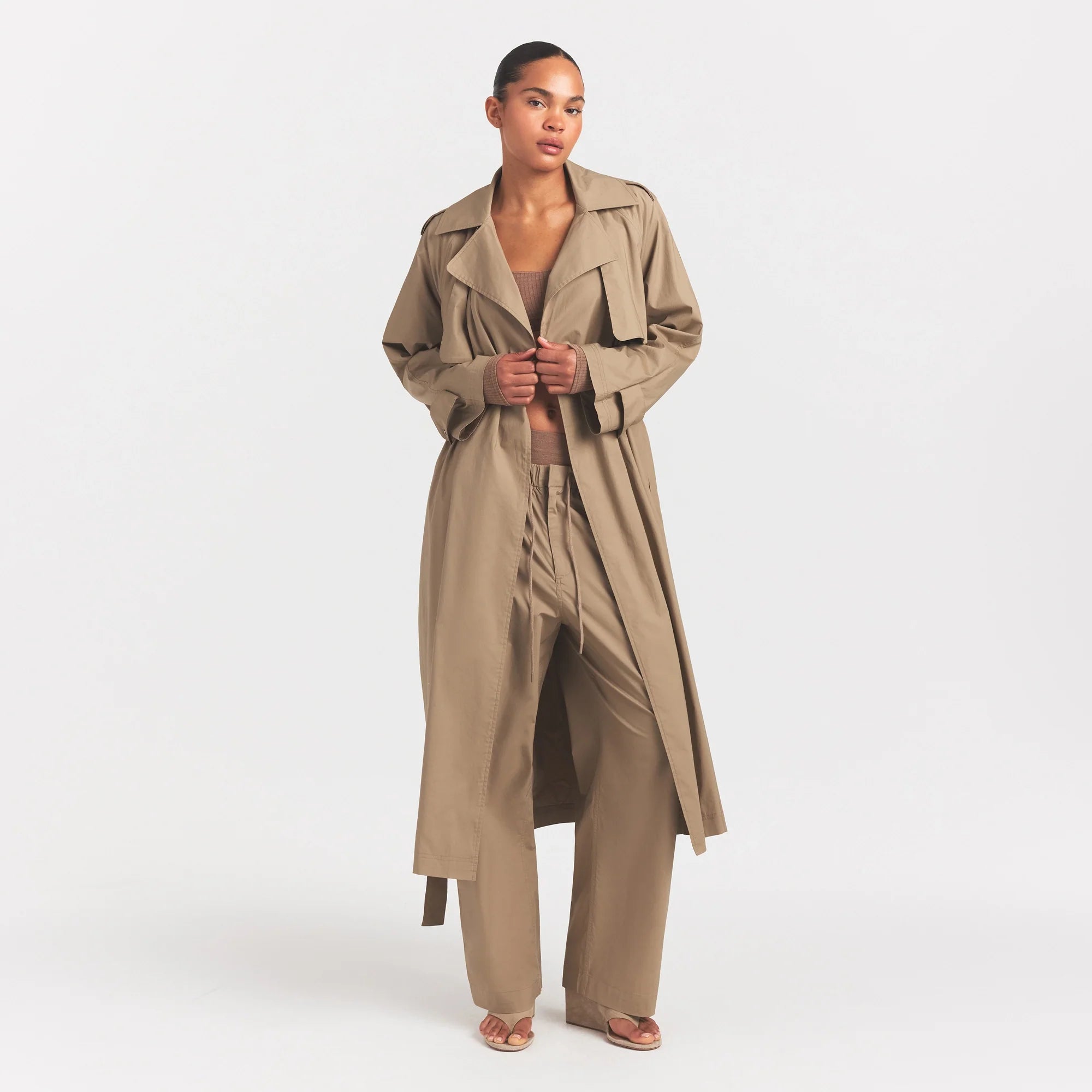 Woven Cotton Oversized Trench Coat