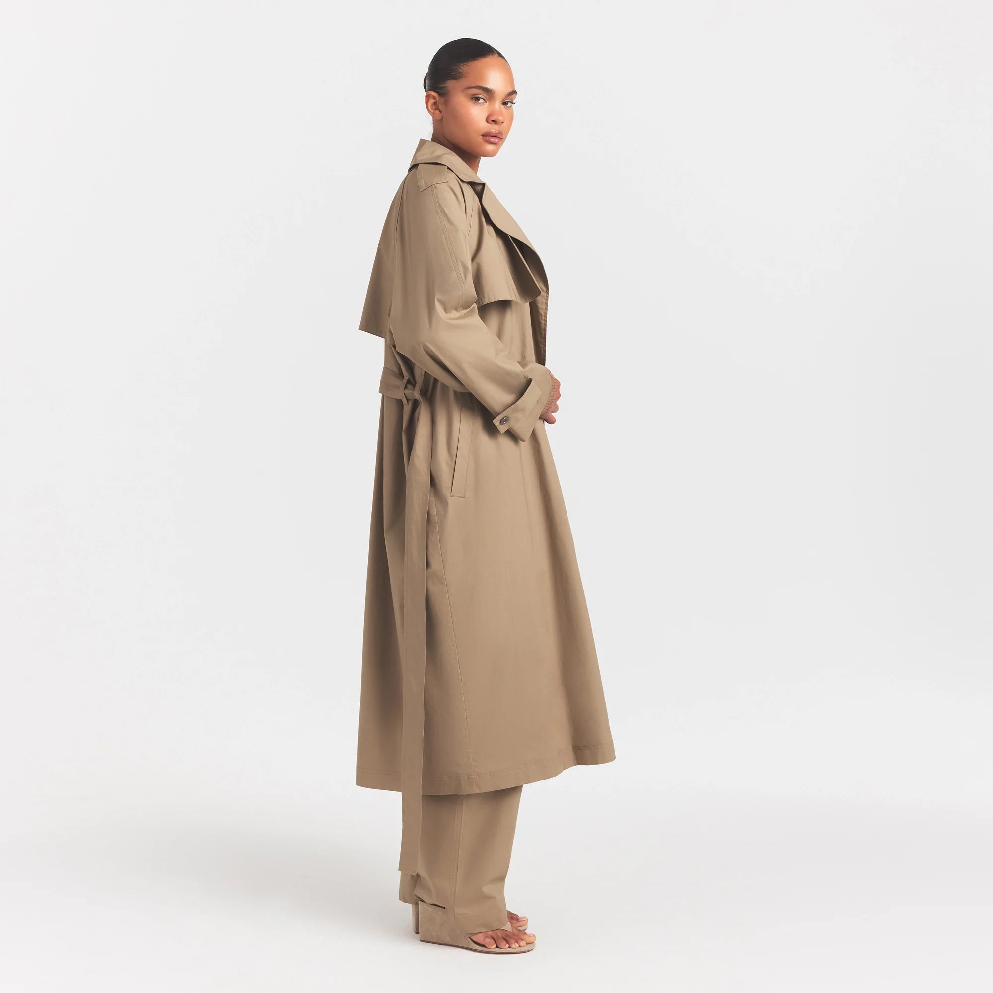 Woven Cotton Oversized Trench Coat