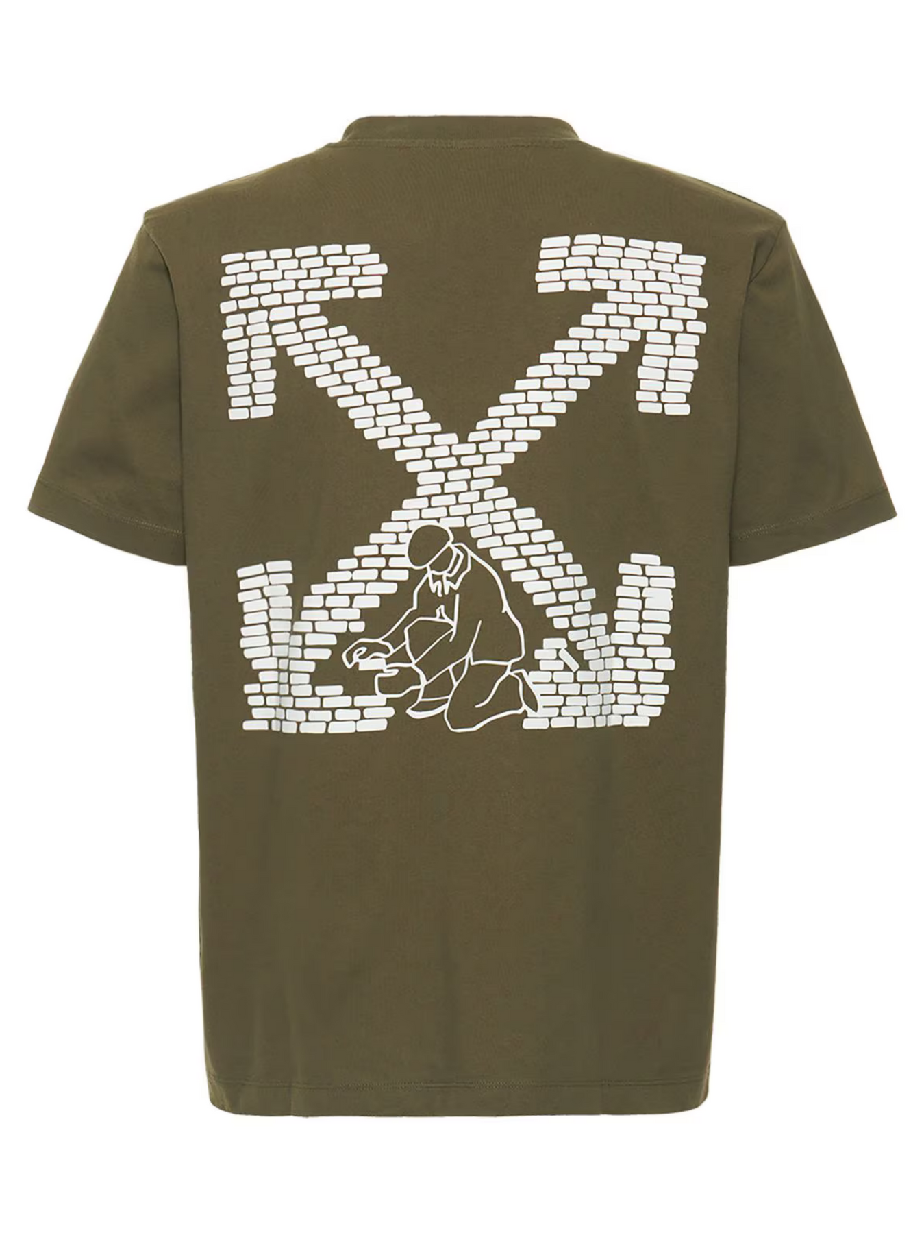 Off White OFF-WHITE BRICK ARROW SLIM TEE ARMY GREEN - Size: XS T-Shirts | Shop From The Mirage