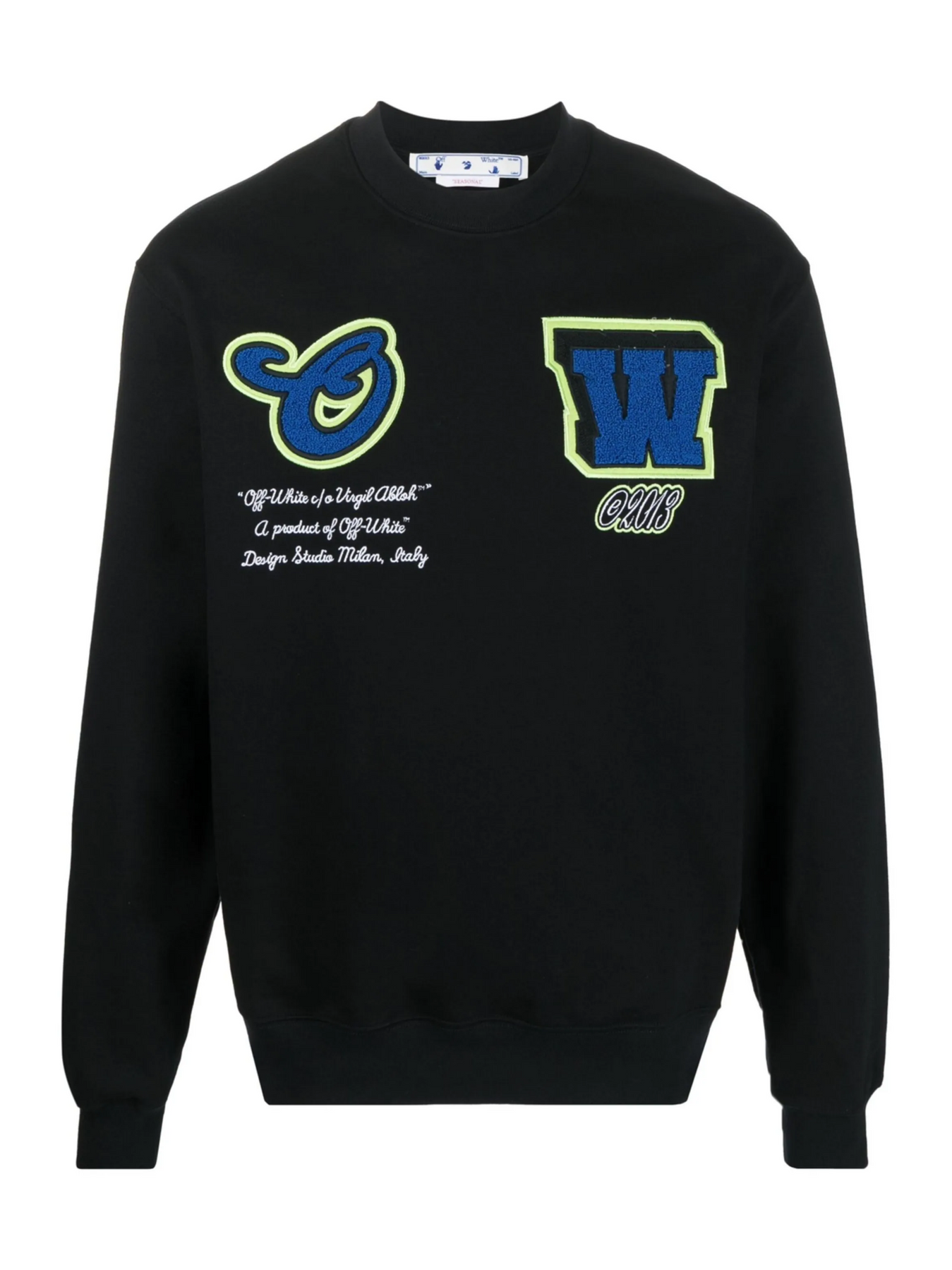 Off White OFF-WHITE VARSITY PATCH SWEATSHIRT BLACK - Size: S Sweatshirts | Shop From The Mirage