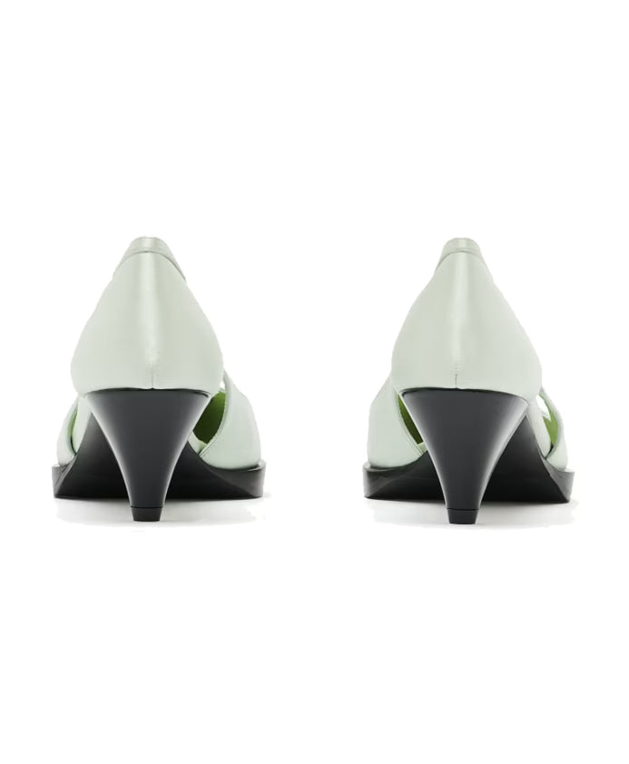 Prada Cut-Out Satin Pumps with Jeweled Ornament