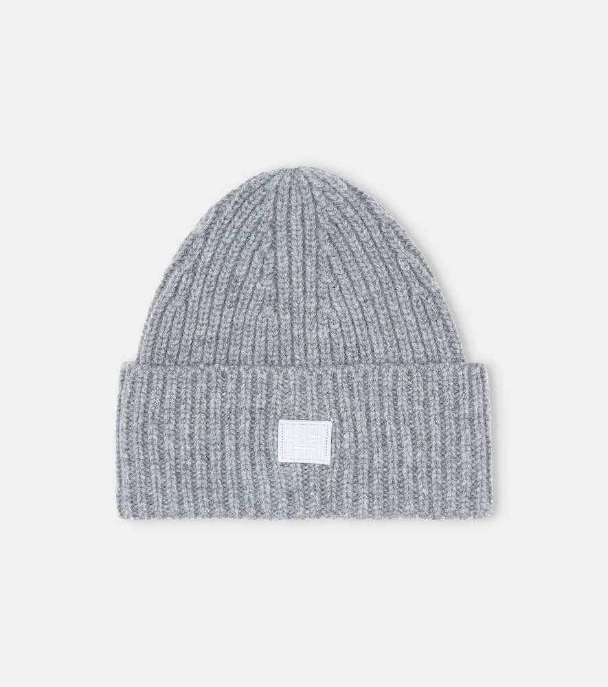 Face ribbed-knit wool beanie
