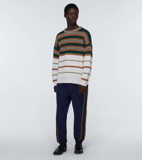 Striped cotton fleece sweatpants