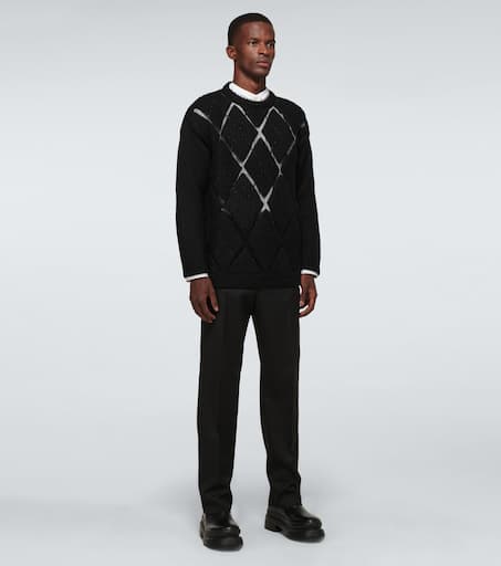 Argyle-knit wool sweater