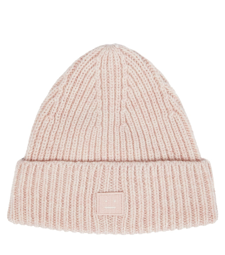 Ribbed-knit wool beanie