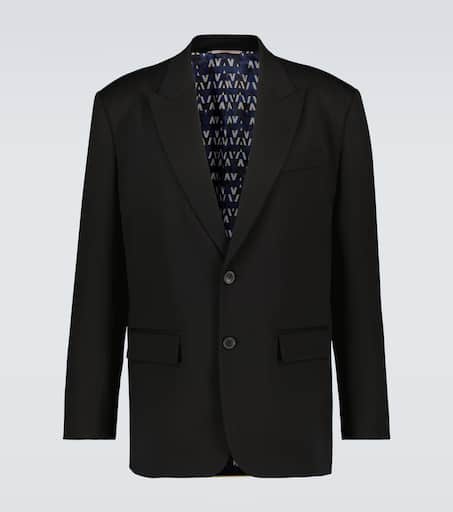Single-breasted wool-blend blazer