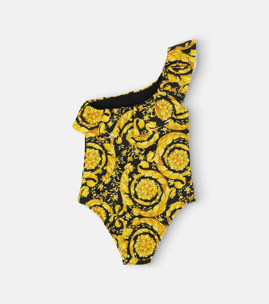 Ruffle-trimmed one-shoulder swimsuit