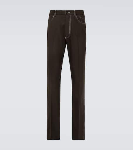 Straight-leg wool pants