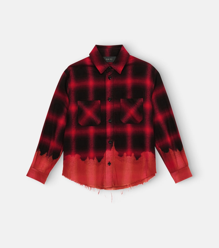 Distressed checked flannel shirt