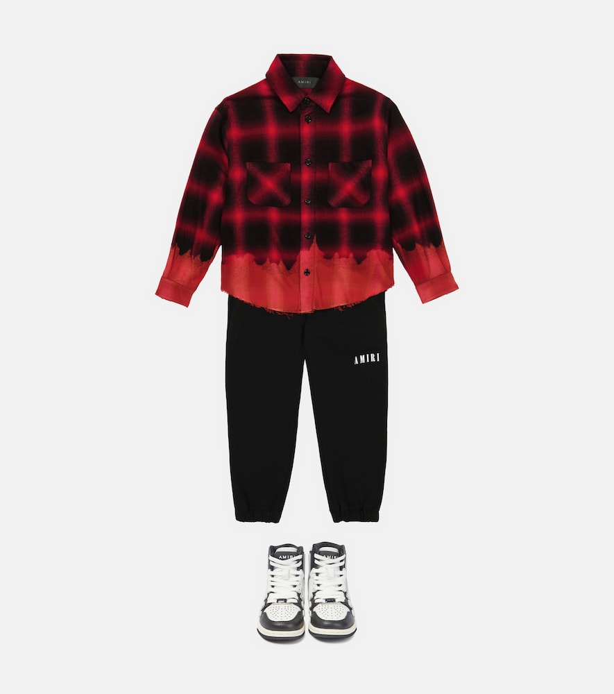Distressed checked flannel shirt