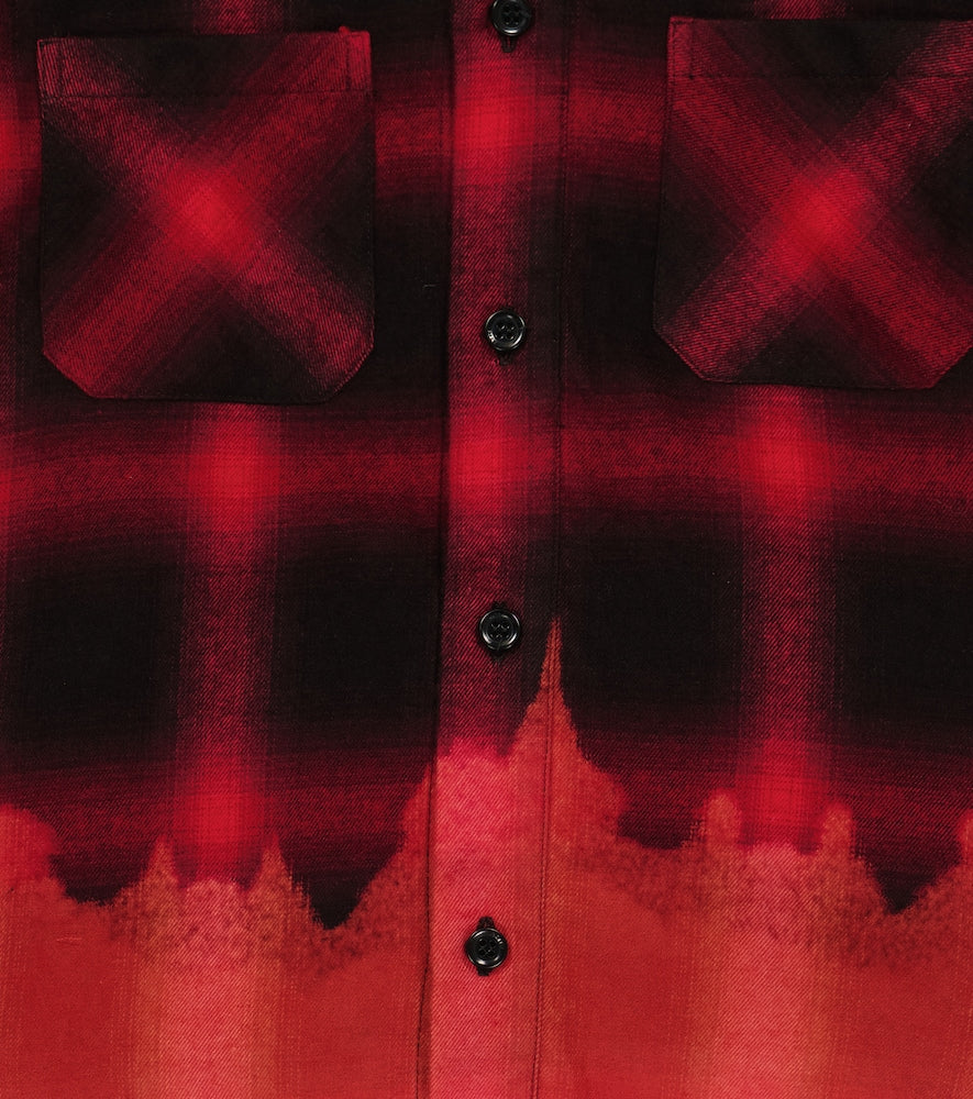 Distressed checked flannel shirt