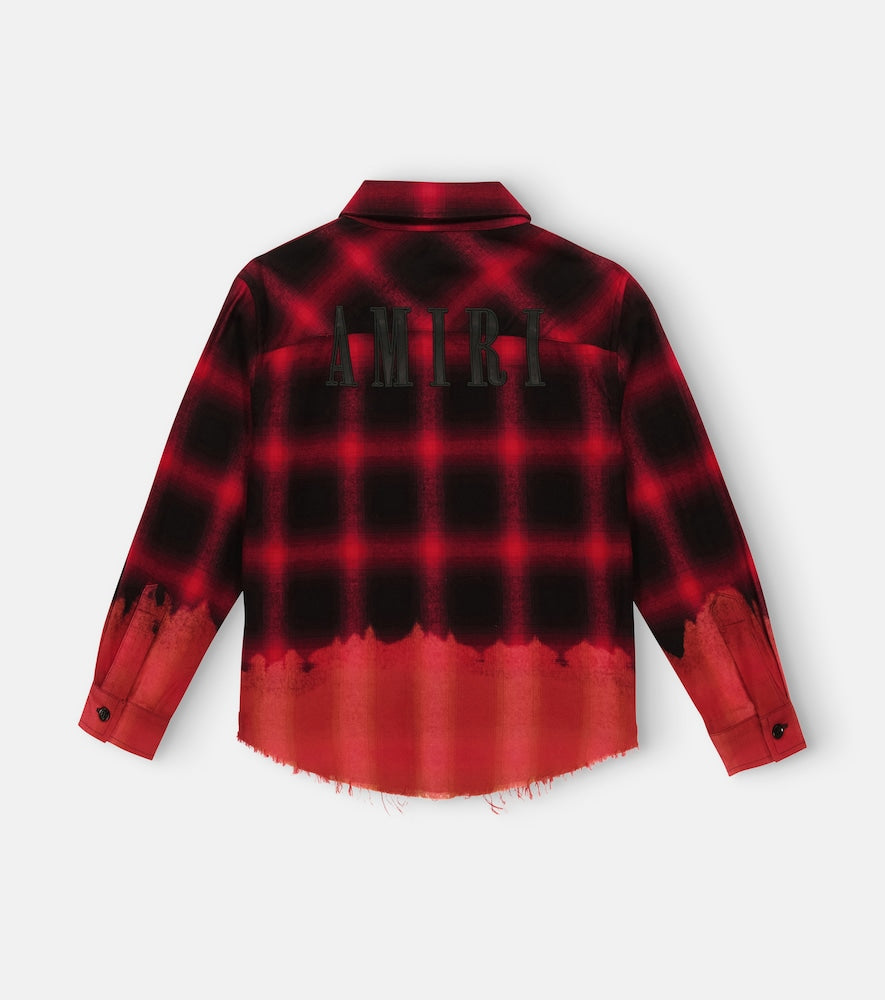 Distressed checked flannel shirt