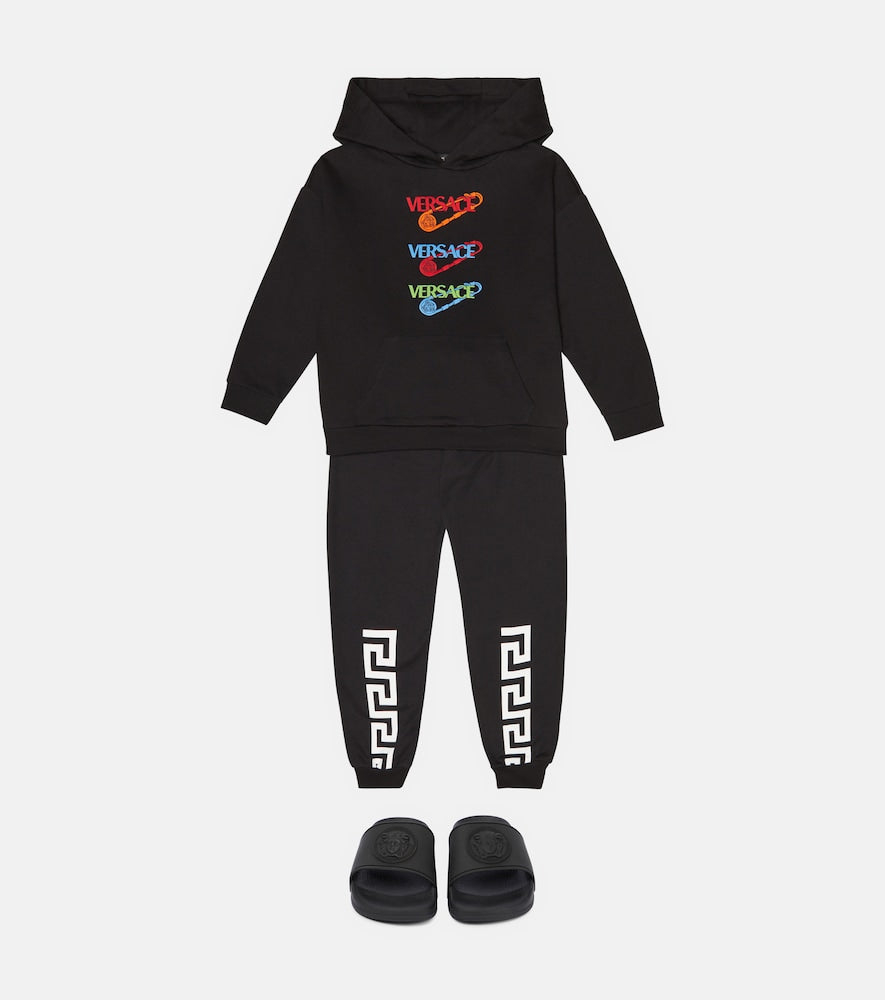 Safety Pin embroidered cotton hoodie