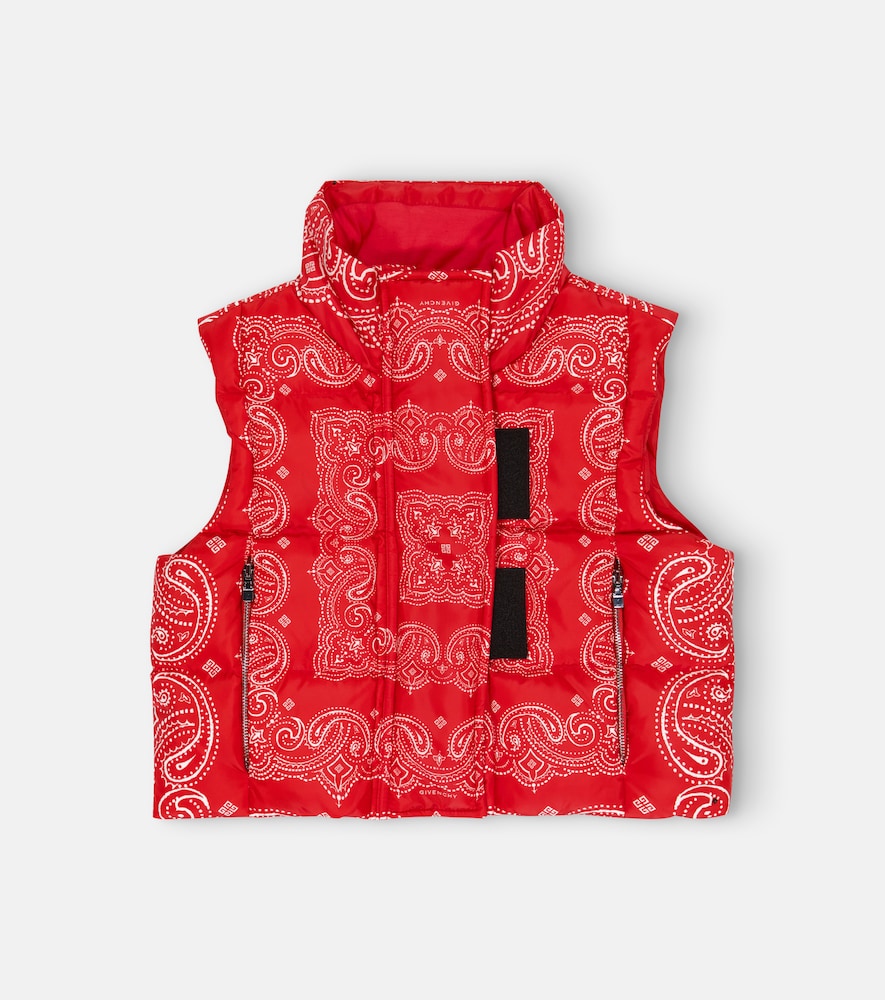 Printed quilted down vest