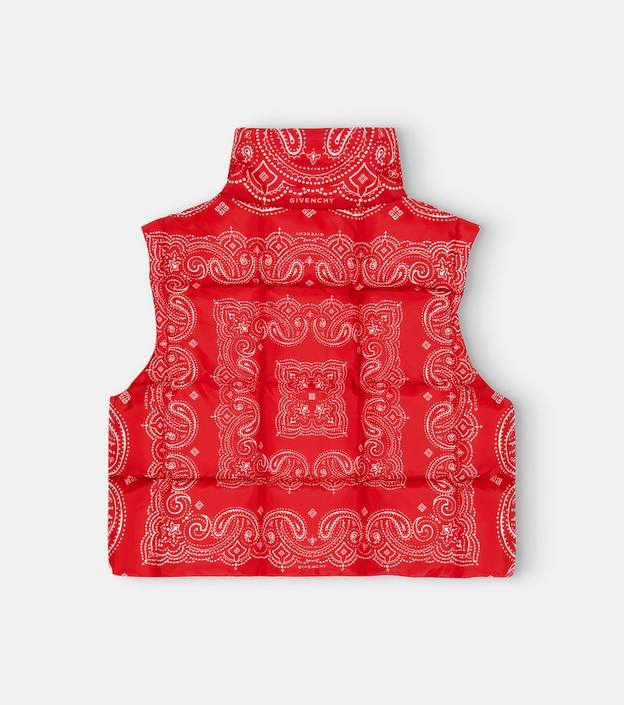 Printed quilted down vest