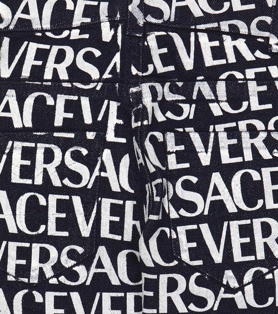 Logo print cotton jeans