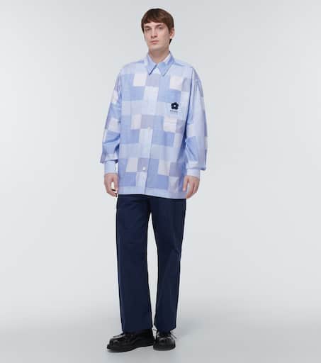 Patchwork oversized cotton shirt