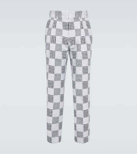 Patchwork straight-leg pants
