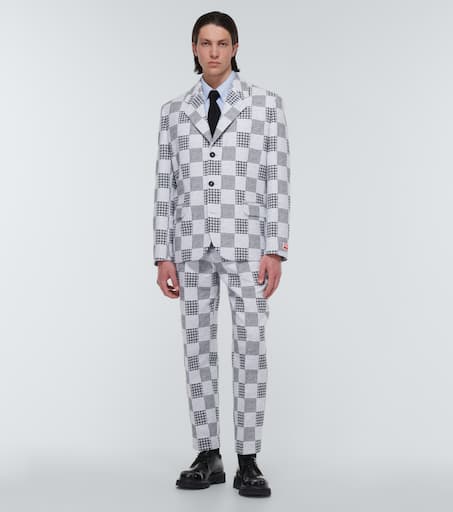 Patchwork straight-leg pants