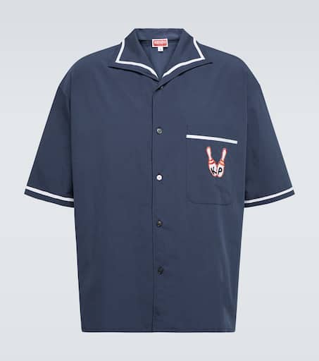 Embroidered cotton bowling shirt