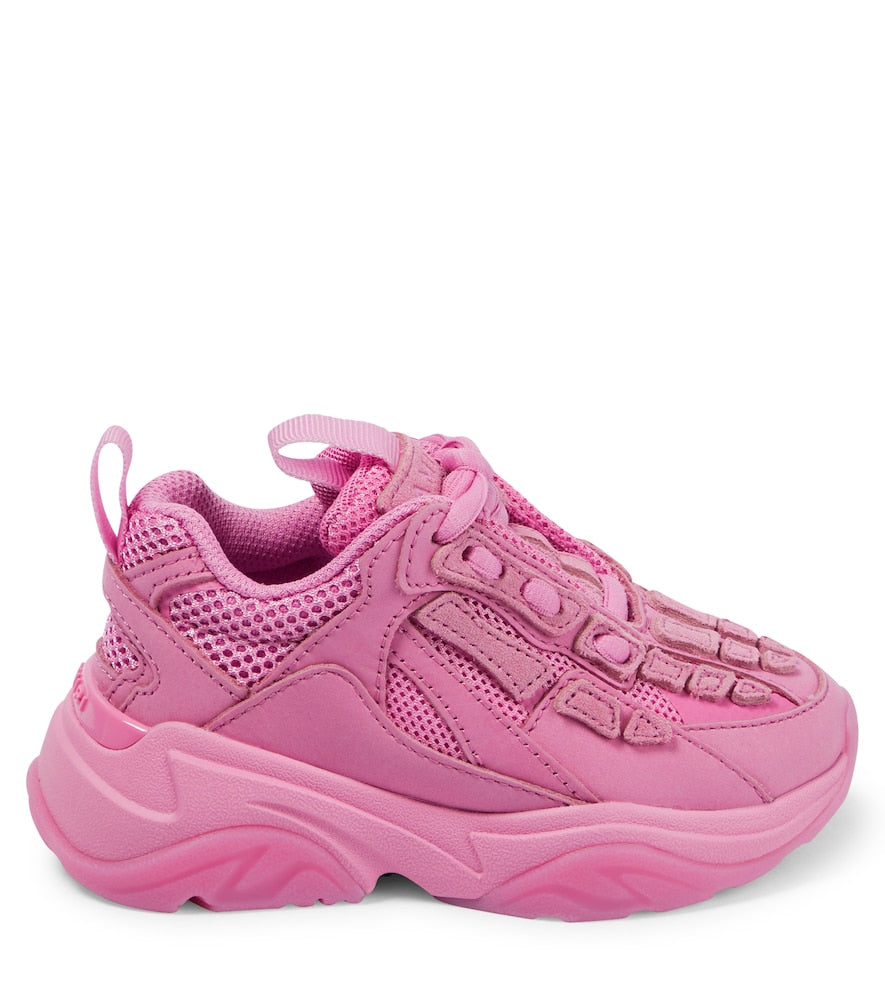 Bone suede-trimmed sneakers