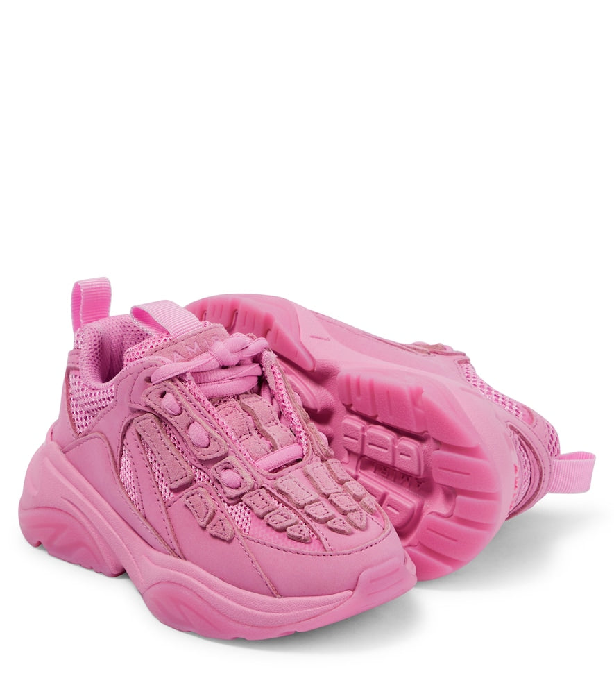 Bone suede-trimmed sneakers