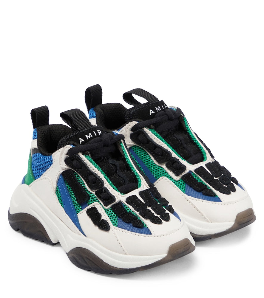 Bone suede-trimmed sneakers