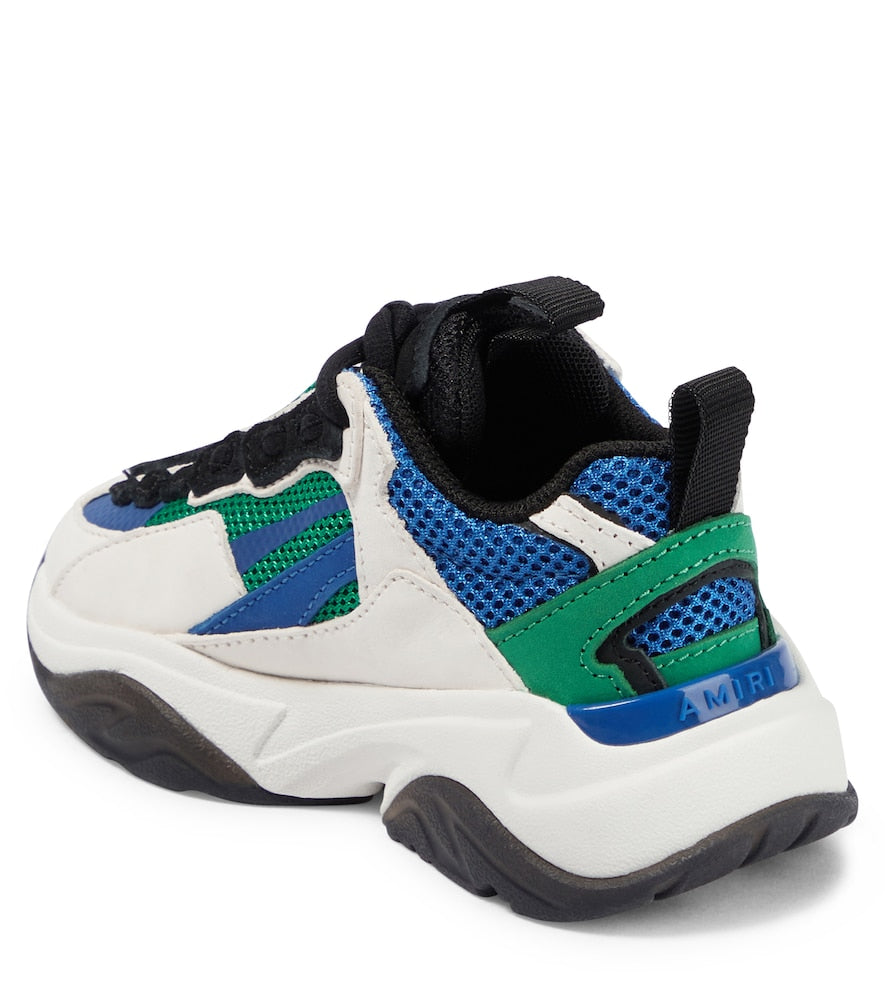 Bone suede-trimmed sneakers
