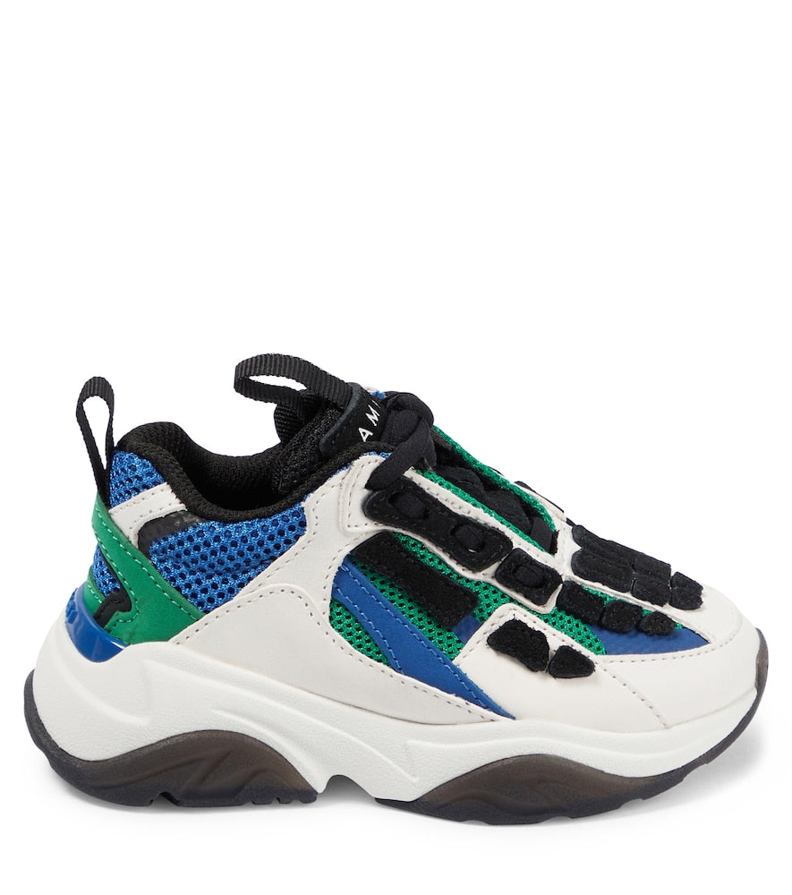 Bone suede-trimmed sneakers
