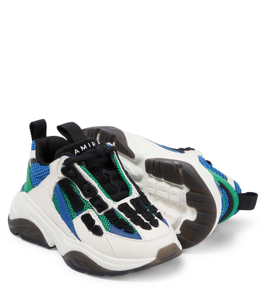 Bone suede-trimmed sneakers