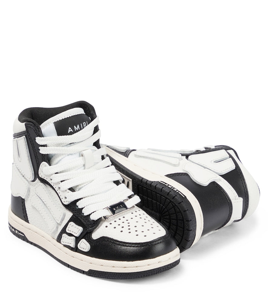 Skeleton leather high-top sneakers