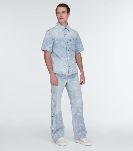 Logo jacquard denim shirt