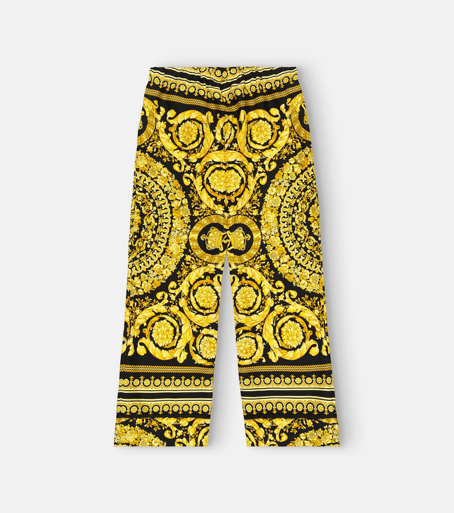 Barocco wide-leg silk twill pants