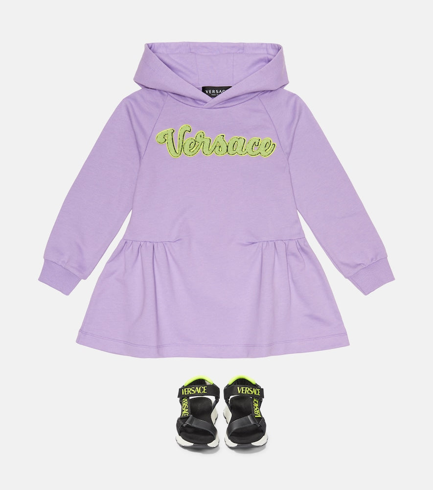 Logo cotton hoodie dress