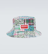 Checked cotton and silk bucket hat