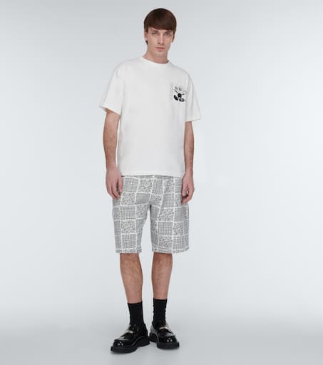 Patchwork print cotton shorts