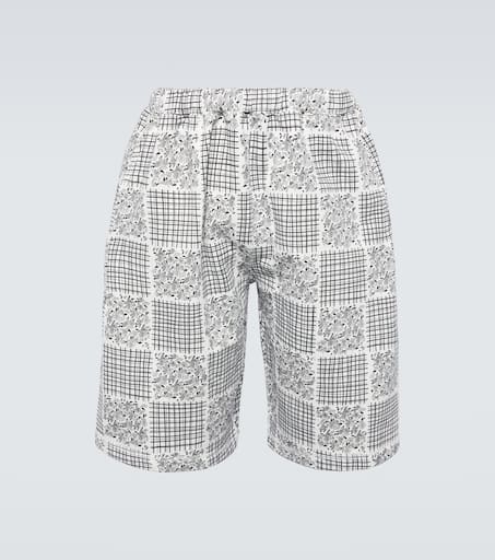 Patchwork print cotton shorts
