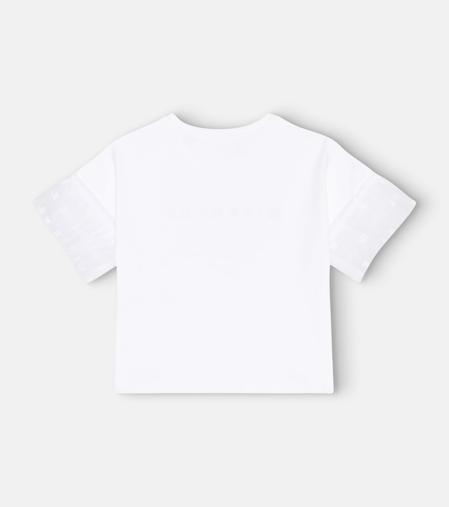 Ruffle-trimmed cotton T-shirt