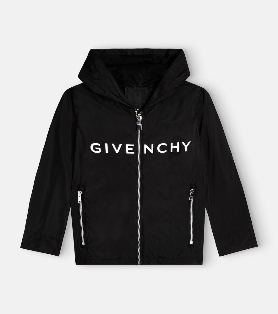 Logo technical hooded jacket
