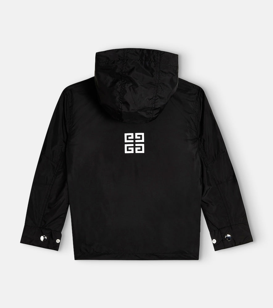 Logo technical hooded jacket