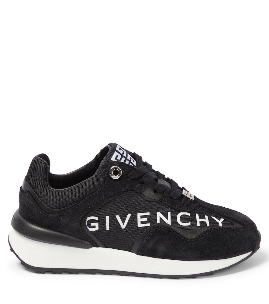 Logo leather, suede and canvas sneakers