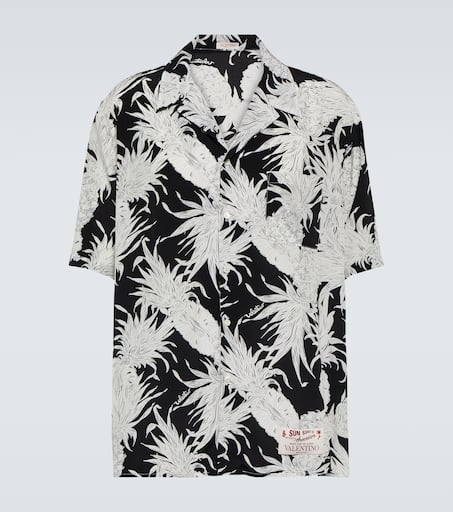 Printed silk bowling shirt