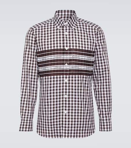 Logo checked cotton poplin shirt
