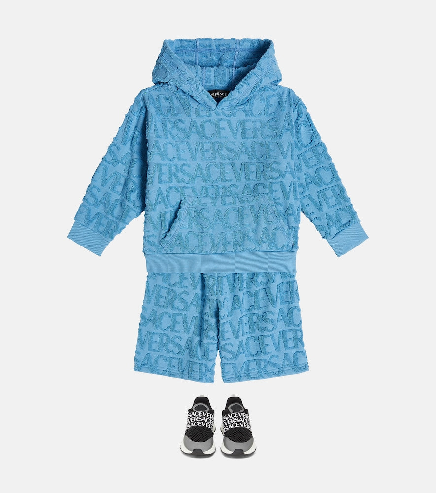 Logo jacquard cotton hoodie